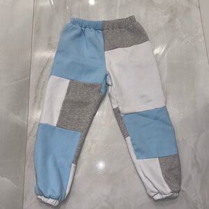 Rozave Patchwork Joggers - Light Blue, Gray, and White